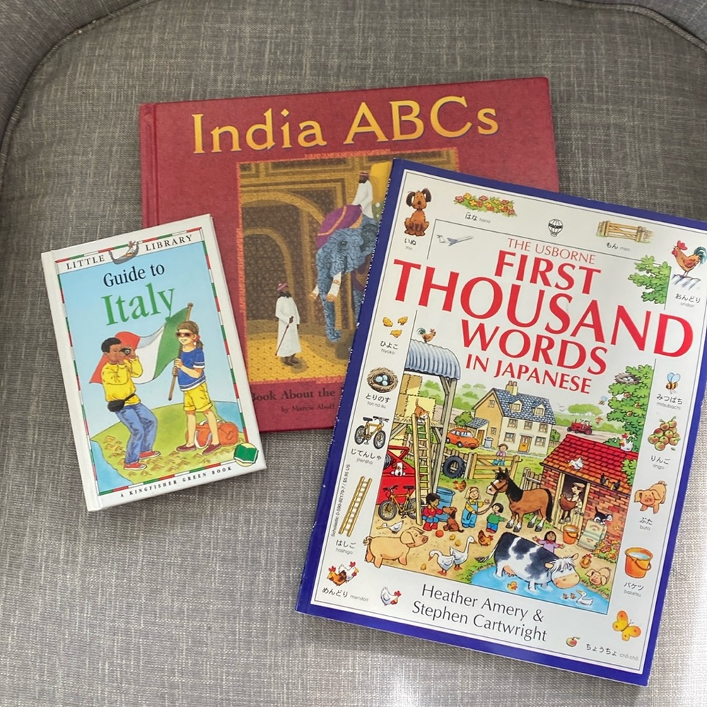 Children’s Books - India ABCs, Guide to Italy, First Thousand Words Japanese